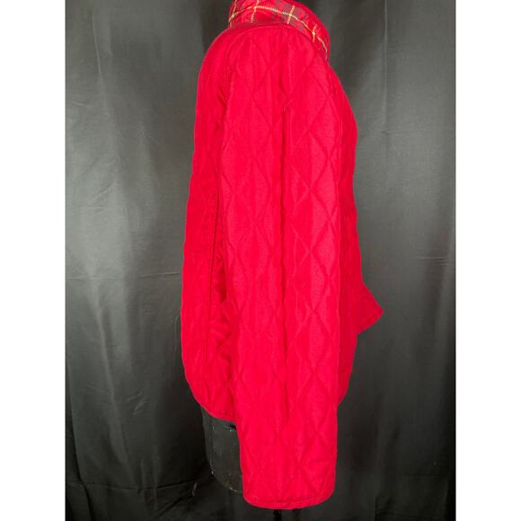 Plaid/Red Reversable Quilted Puffer Jacket, Snaps Closed - Picture 4 of 10